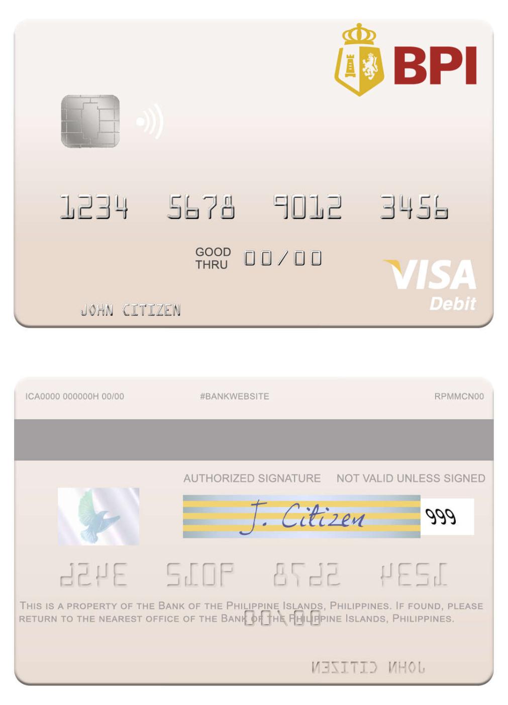Philippines Bank of the Philippine Islands visa debit card